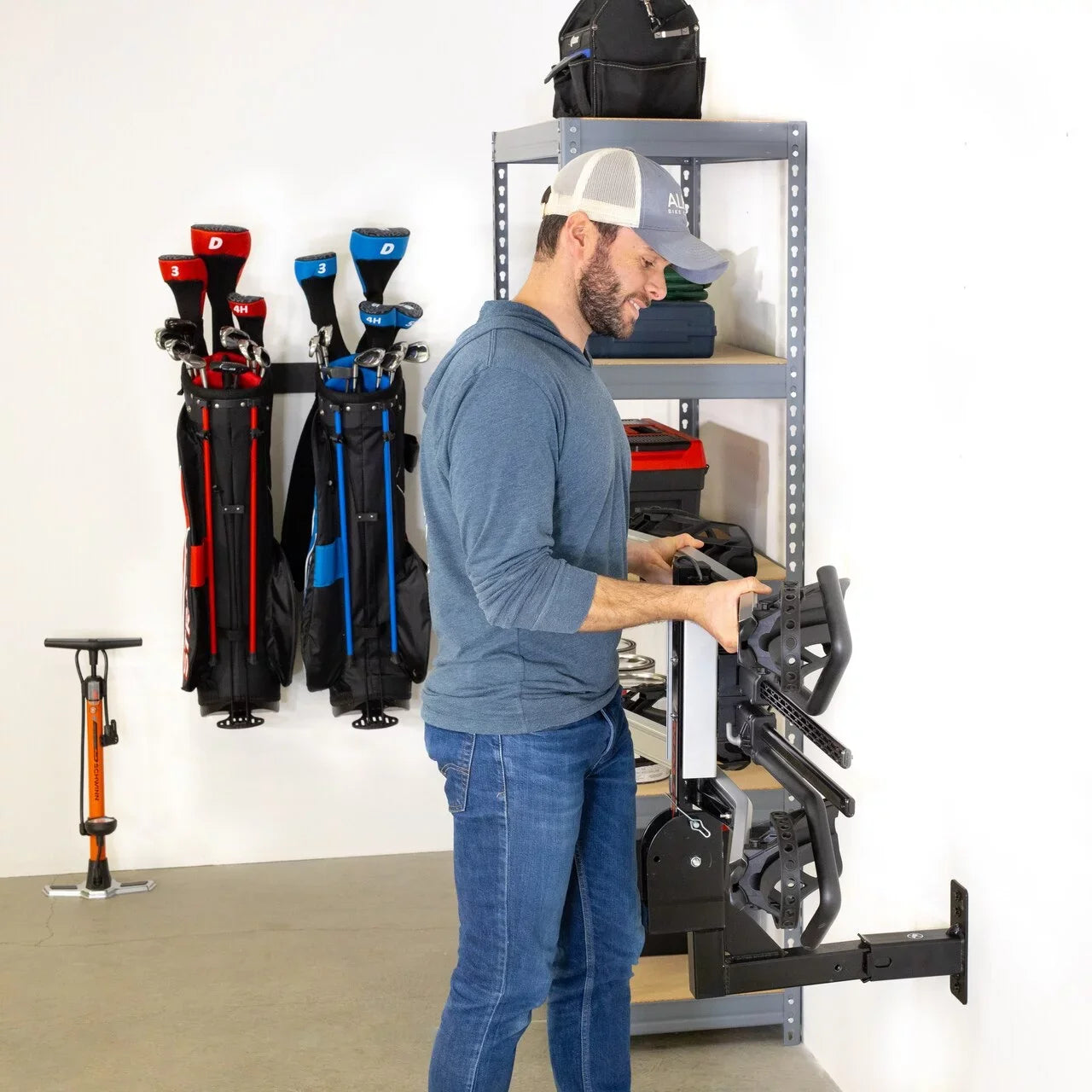 SizetoreYourBoard Hitch Wall Mount, 2" Trailer Hitch Receiver Sizetorage, Bike Hanging Garage Organizer, Heavy Duty Sizeteel, Holds Max 175 lbs