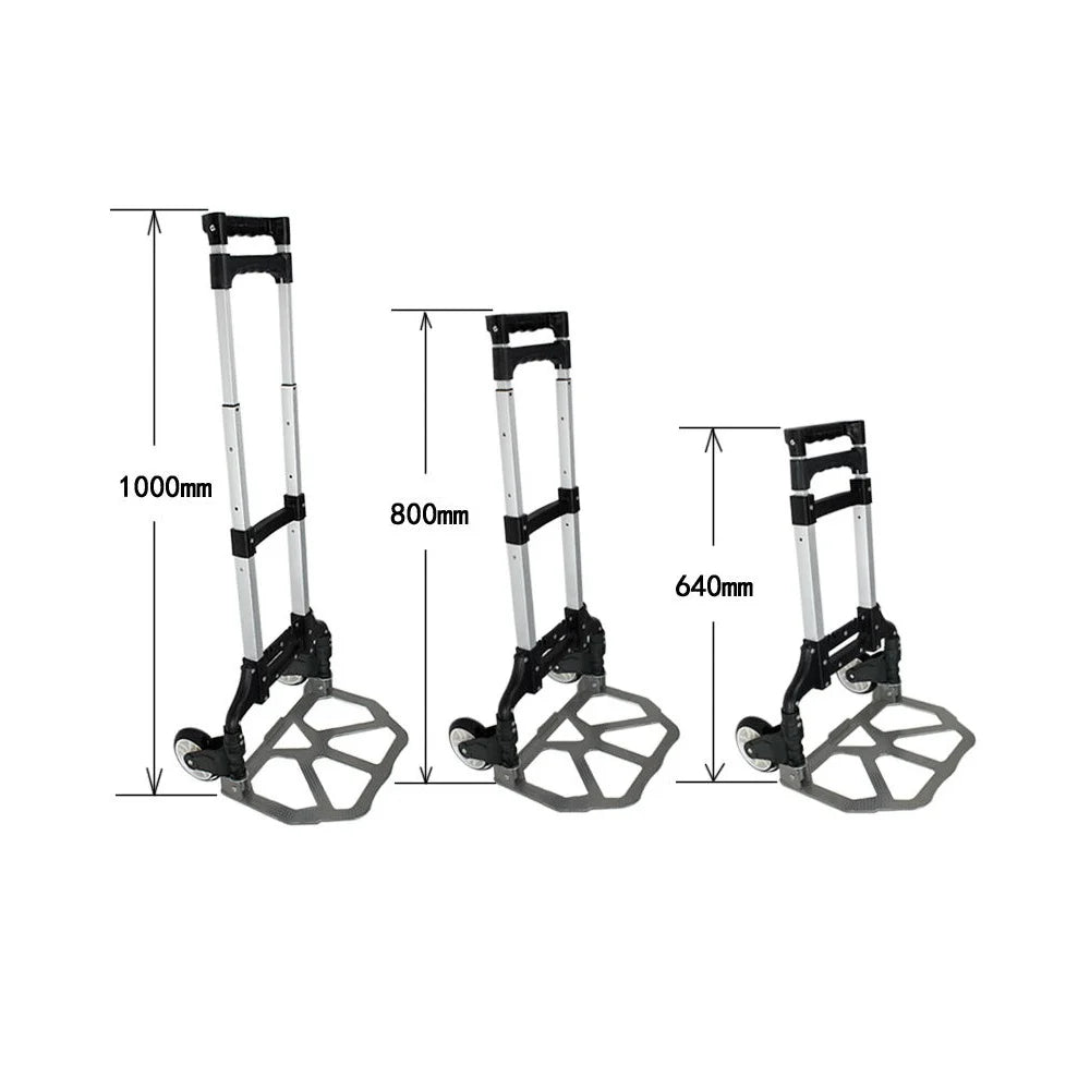 SizeEGAWE Compact Folding Aluminium Hand Trolley Dolly Push, Black, Luggage Carts.