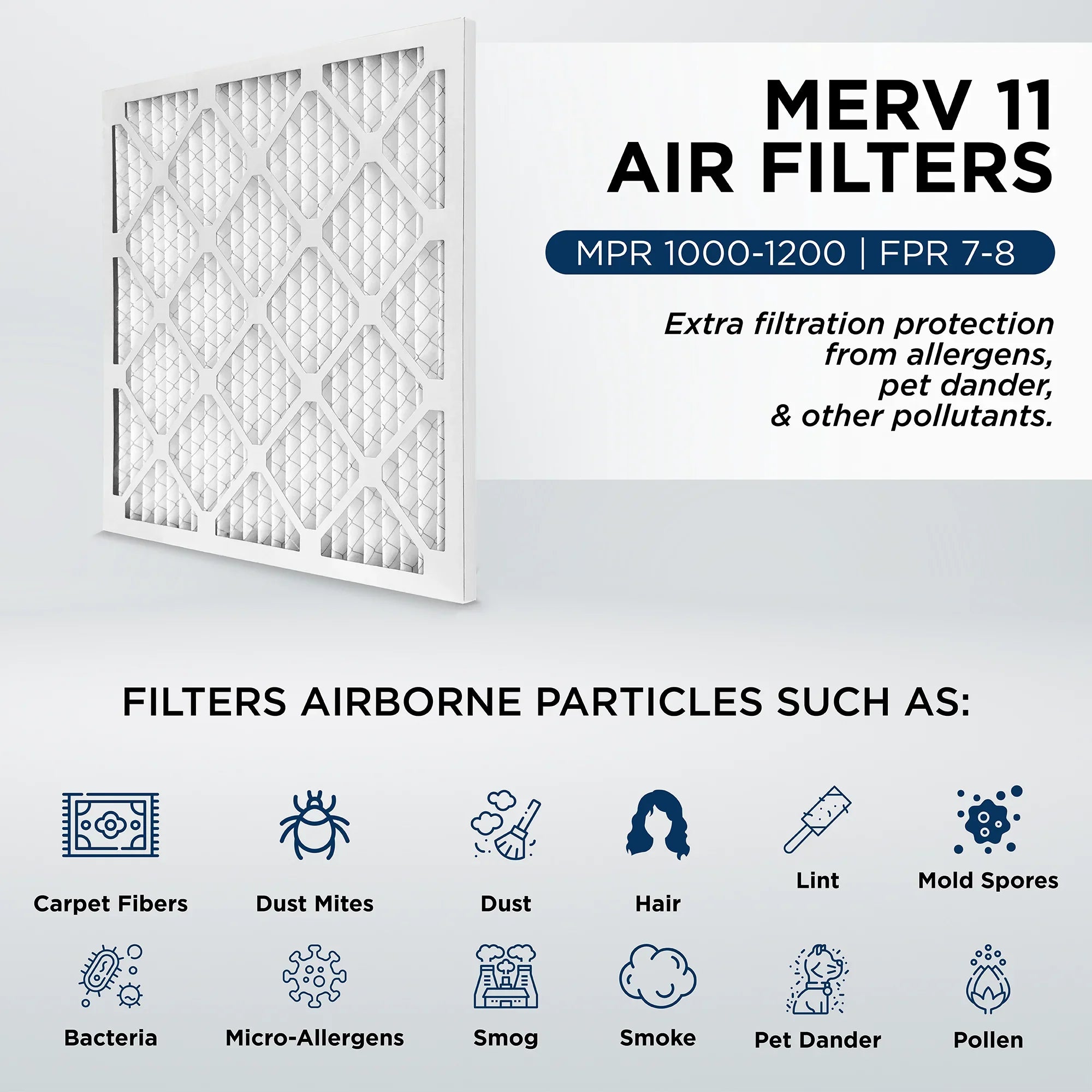 20x25x4 MERV 11, MPR 1000 Pleated AC Furnace 4" Air Filters by Pamlico. Case of 6. Actual Sizeize: 19-1/2 x 24-1/2 x 3-3/4
