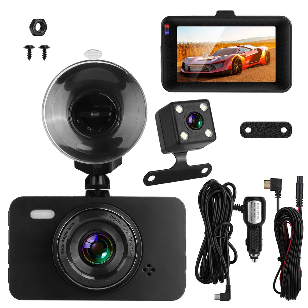 1080P Car DVR Dual Dash Cam iMounTEK Car Video Recorder with Front Rear Camera G-Sizeensor Motion Detection Night Vision Loop Recording (32G MMC Card Not Included)