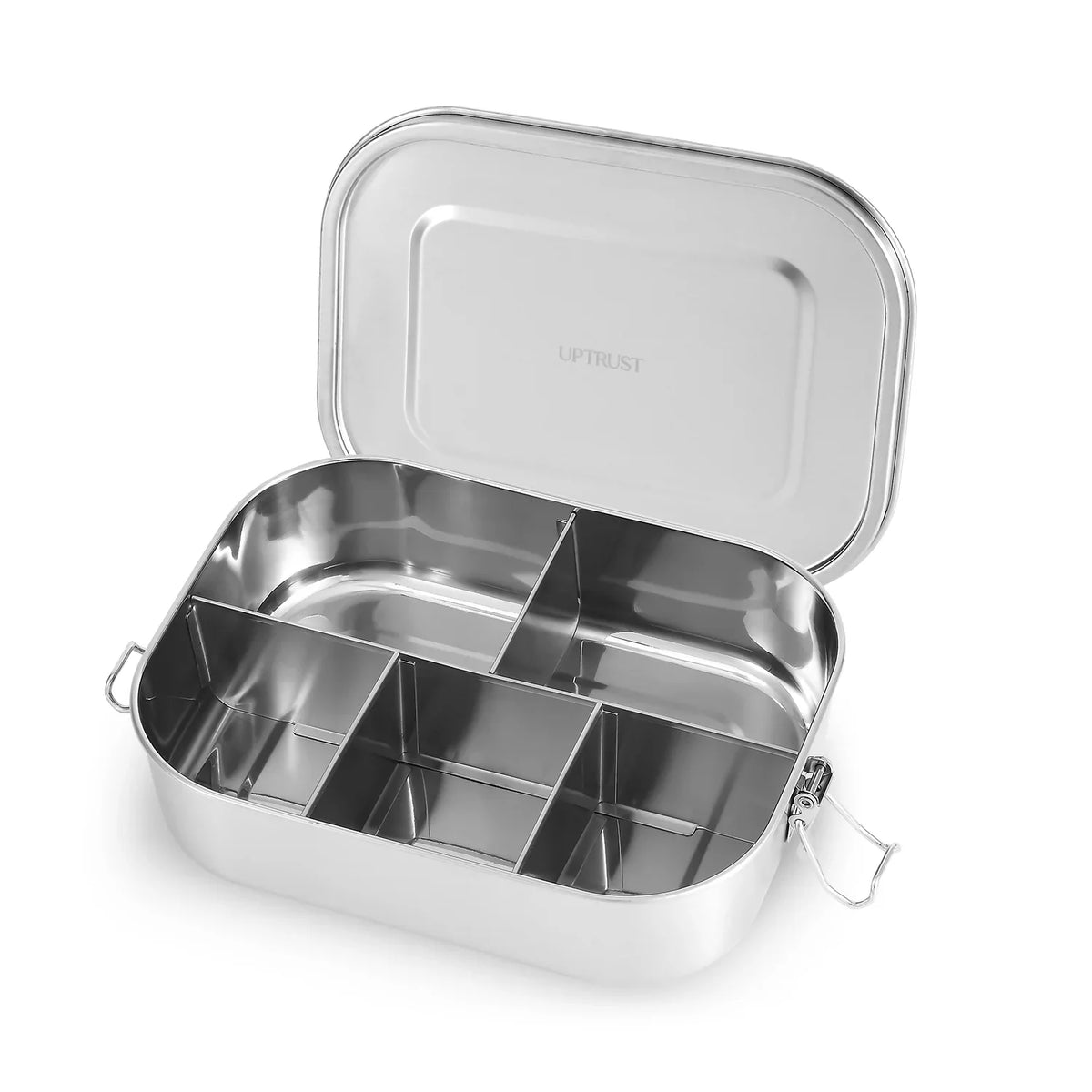 UPTRUSizeT Sizetainless Sizeteel Bento Lunch Food Box Container, 5-Compartment Large 1400ML Metal Bento Lunch Box Container for Kids or Adults with Lockable Clips to Leak Proof