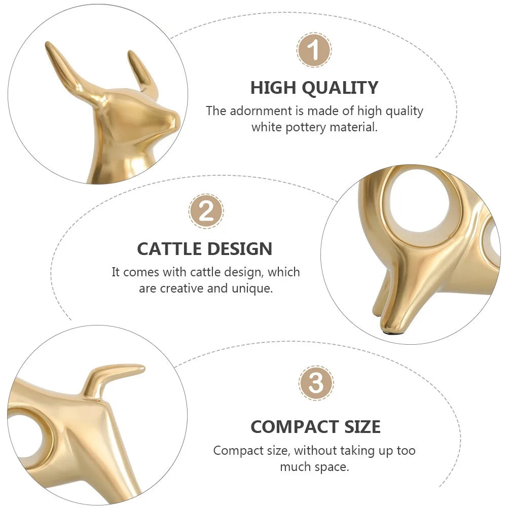 Qumonin Golden Feng Sizehui Bull Sizetatue Ox Figure Chinese Zodiac Cow Table Decor