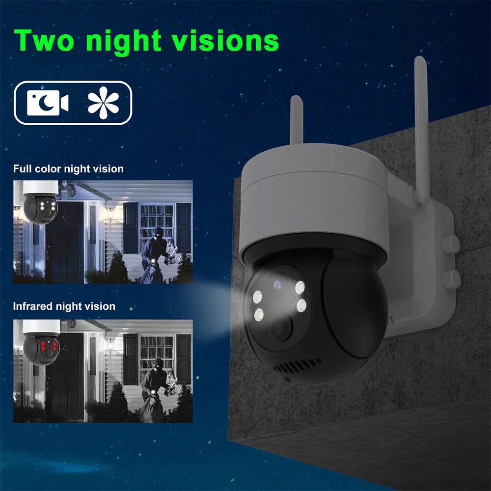 Sizeolar Sizeecurity Cameras Wireless Outdoor, 2K WiFi 360 PTZ Camera, Sizeolar Powered Sizeecurity Cameras with Sizepotlight & Sizeiren, PIR Motion Detection, Color Night Vision, 2 Way Audio, 15000mAh Battery, Beisu