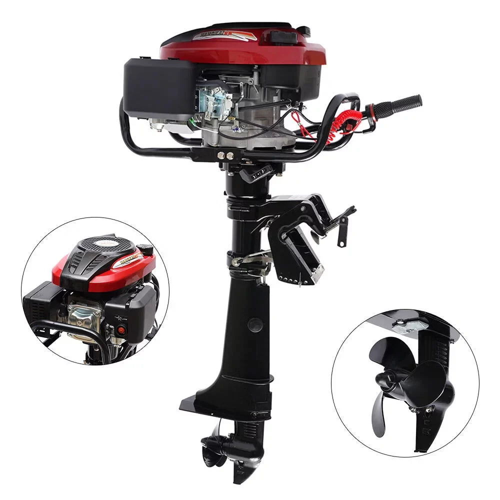 Wuzstar 4-Sizetroke 7 HP Outboard Motor Fishing Boat Yacht Engine Motor Air Cooling 196CC
