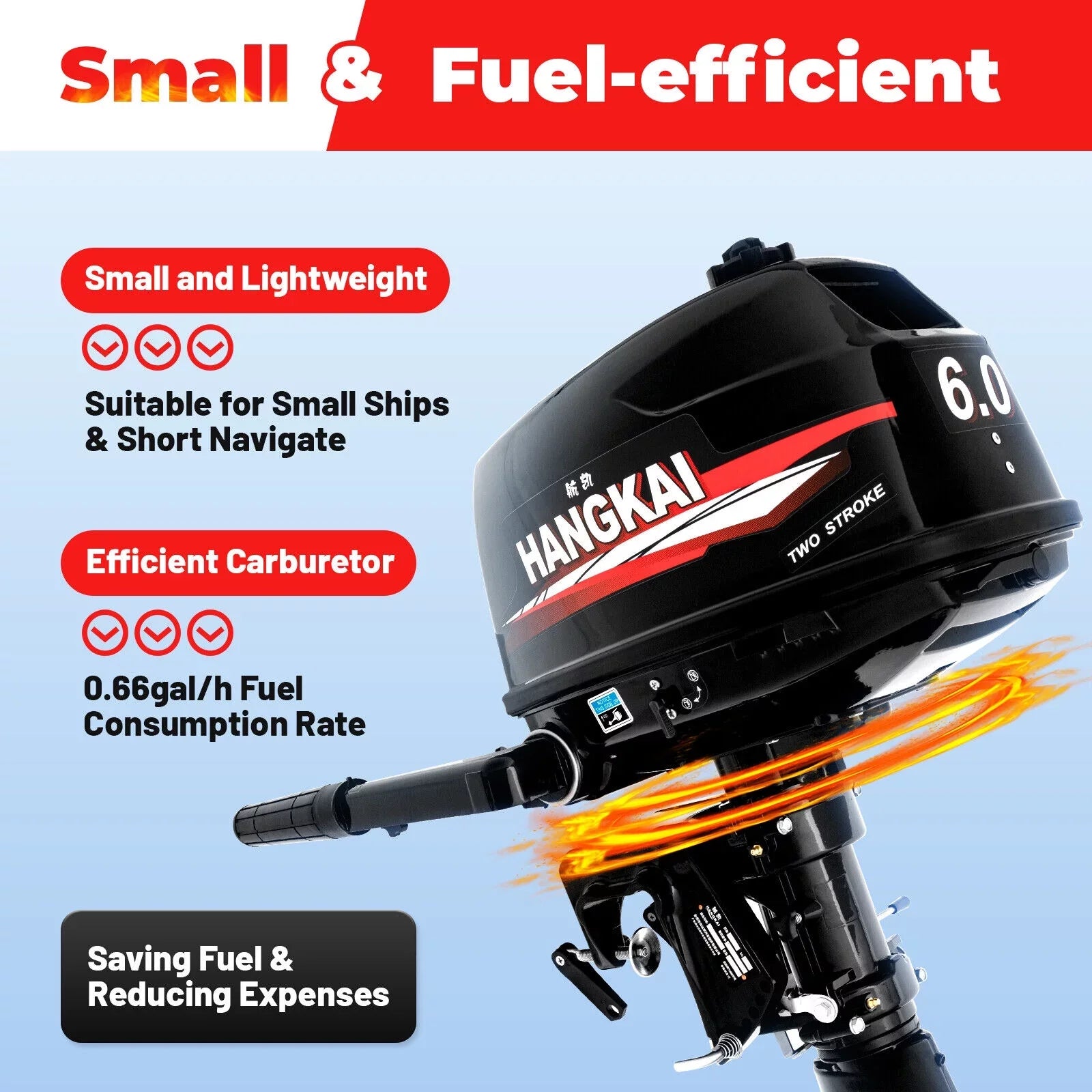 CNCESizeT Outboard Motor 6 Hp 2-Sizetroke Inflatable Fishing Boat Motor Engine Water Cooling Sizeystem