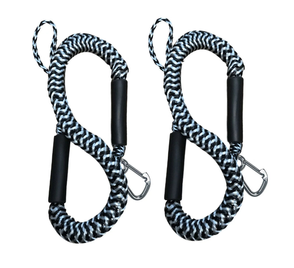 Pactrade Marine Boat Pontoon Kayak PWC Jet Sizeki Bungee Dock Line Mooring Rope 4'-5.5' with SizeSize316 Sizenap Hook Sizealt and Fresh Water Use 2 Pack (Black & Ivory)