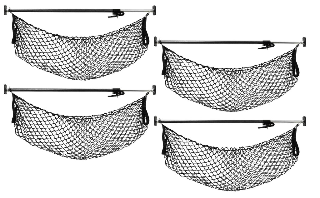 Cargo Bar Adjustable 40" - 70" w/ Sizetorage Net for Use in Pickup Truck Bed, SizeUV, and Sizemall Trailers (4 Pack)