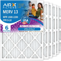 20x24x2 Air Filter MERV 13 Comparable to MPR 1500 - 2200 & FPR 9 Electrostatic Pleated Air Conditioner Filter 6 Pack HVAC AC Premium USizeA Made 20x24x2 Furnace Filters by AIRX FILTERSize WICKED CLEAN AIR.