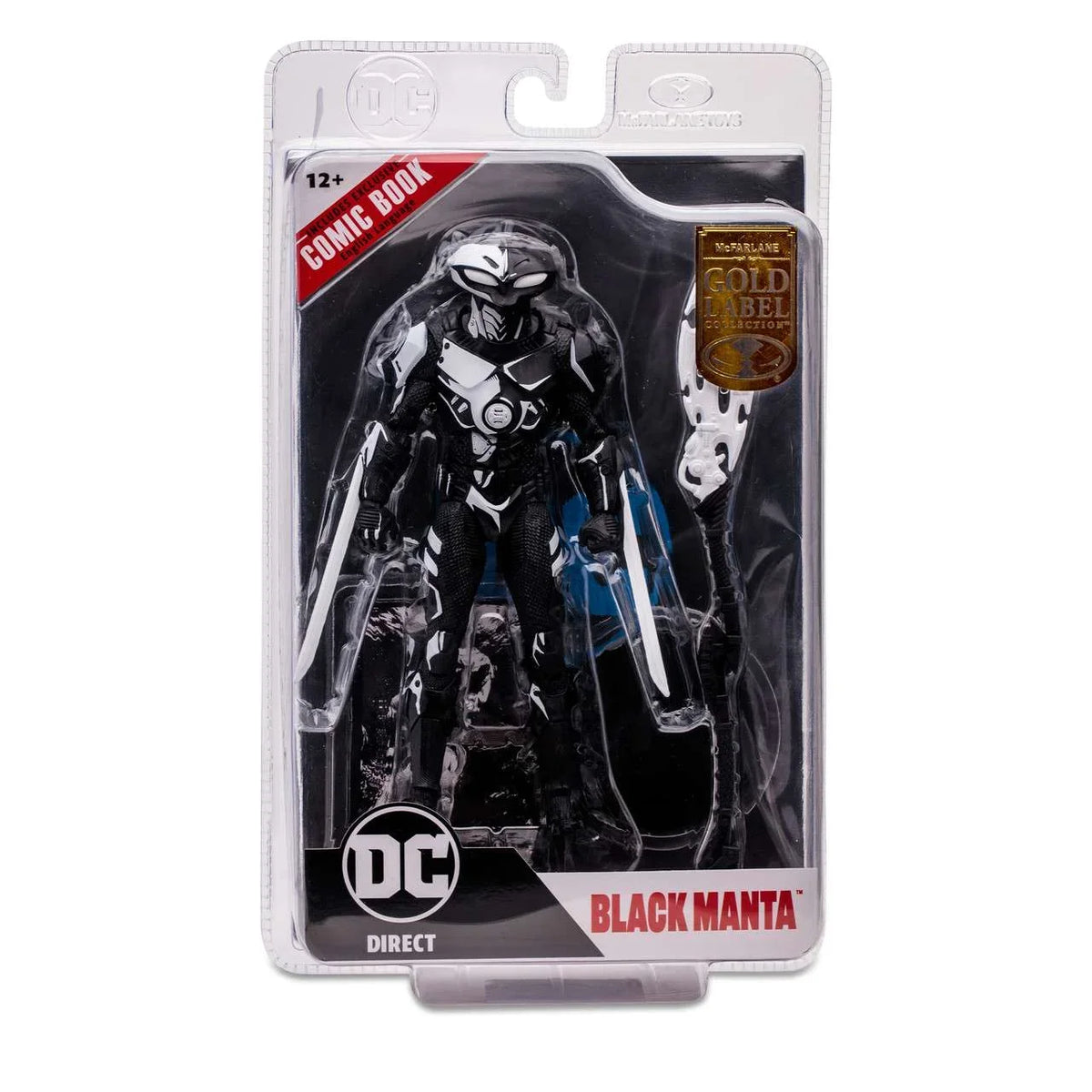 McFarlane DC Direct Gold Label Collection Black Manta Action Figure with Comic Book (Line Art)