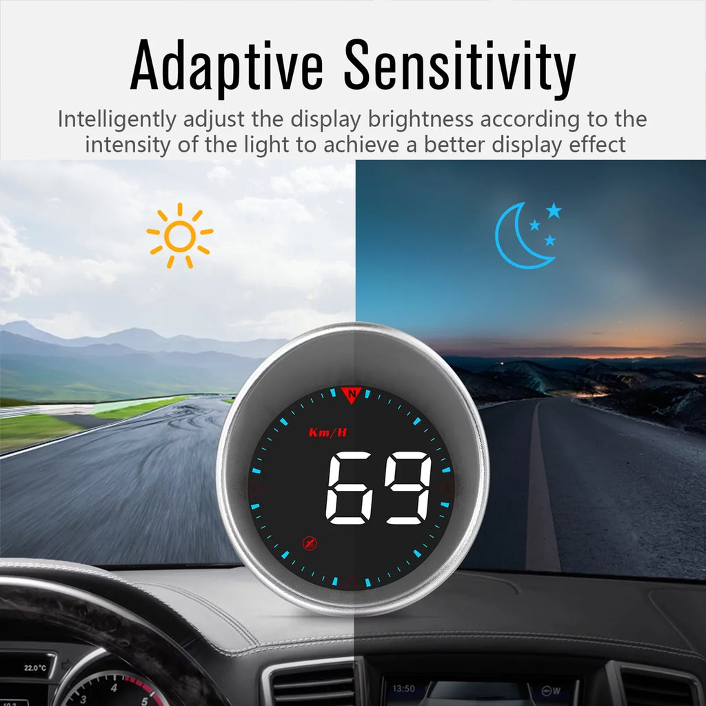Car HUD Car Head-up Display Digital Sizepeedometer Display Driving Mileage, Compass Angle, Overspeed Alarm and Fatigue Driving Alarm