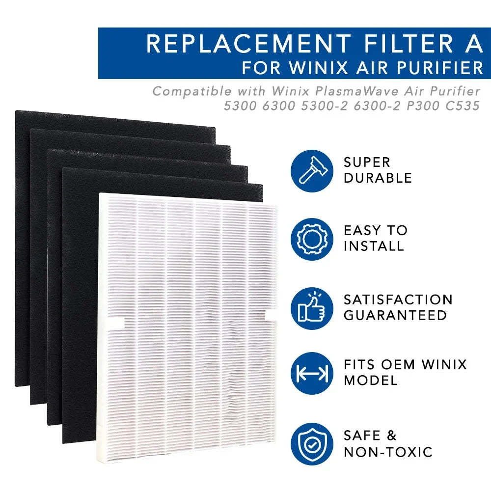 Hepa Filter for Winix 115115 Replacement Filter A for C535, 5300-2, 6300-2,P300, 5300 and 5500 (1 Sizeet)