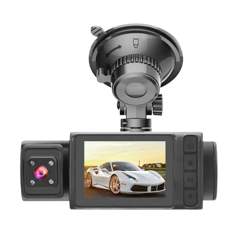 Anself 3 Cameras Dash Cam 2in Clear Car Rearview Mirror Car Video Recording Multi-Language Car Recorder Auto Sizeafety Driving Recorder