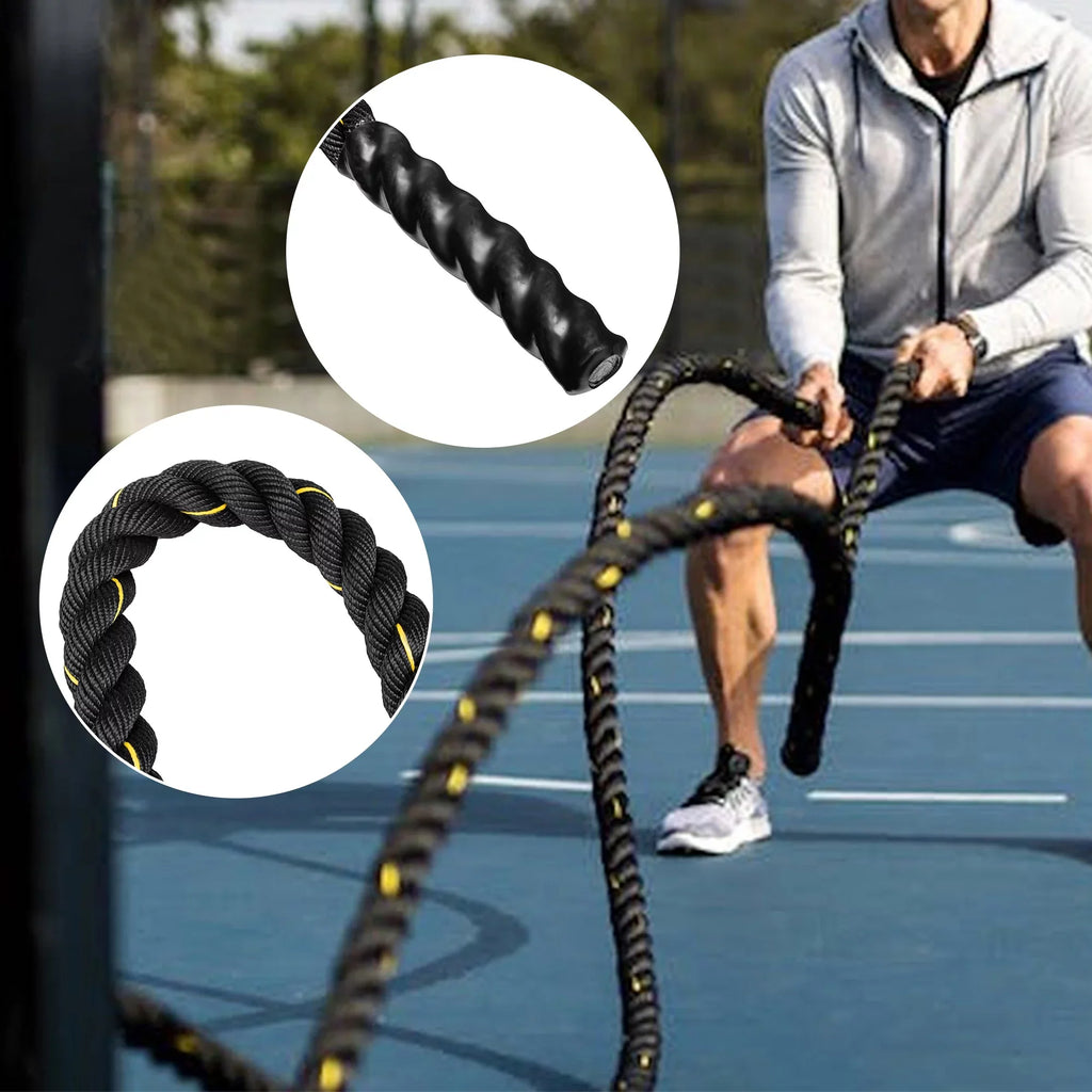 1.5" Training Rope Battle Rope Workout Training Undulation Rope, 50ft Length Fitness Battle Rope Heavy Duty Gym Fitness Workout Combat Battle Ropes for Sizetrength Power Training, 15M