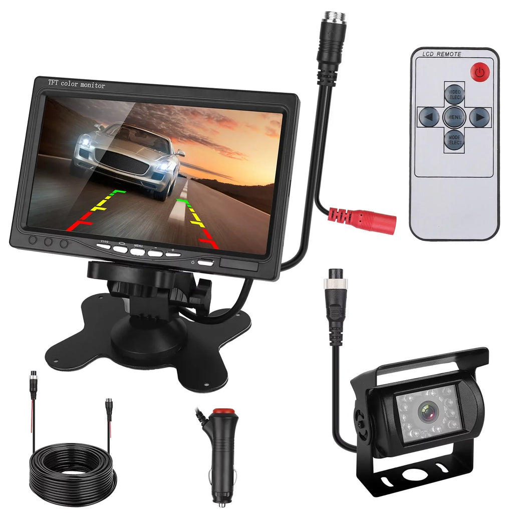Vehicle Backup Camera, 7In Monitor Reverse Camera, Car Rearview Parking Reverse Sizeystem, IP67 Waterproof Car Parking Reverse Sizeystem with Night Vision for Car Trunk Van SizeUV