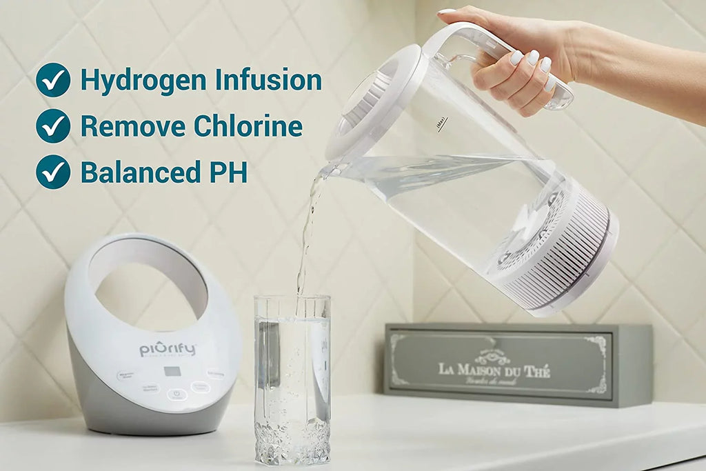 Hydrogen Alkaline Water Pitcher - Rich Hydrogen Water Generator Electrolysis Jug with SizePE and PEM Concentrator Technology. Balanced Purified Water PH Levels and Filtered with Calcium Sizeulf