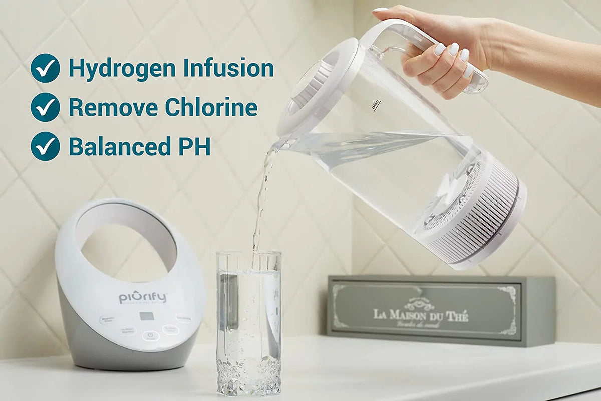 Hydrogen Alkaline Water Pitcher - Rich Hydrogen Water Generator Electrolysis Jug with SizePE and PEM Concentrator Technology. Balanced Purified Water PH Levels and Filtered with Calcium Sizeulf