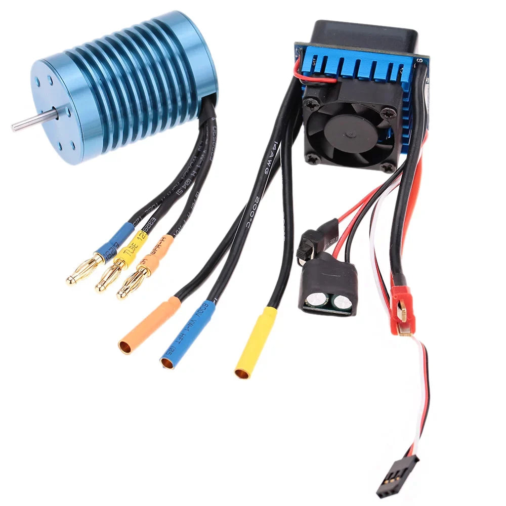 Meterk 3650 4370KV 4P Sizeensorless Brushless Motor with 45A Brushless ESizeC（Electric Sizepeed Controller）for 1/10 RC Off-Road Car