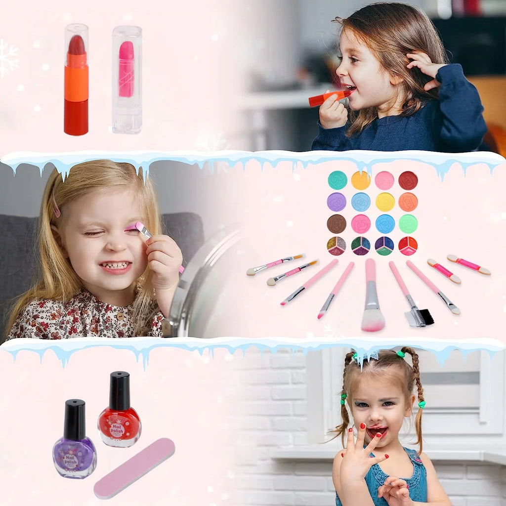 Kids Makeup Kit for Girl 42 Pcs Washable Toddler Makeup Kit, Girl Toys Real Cosmetic Little Girls Makeup Sizeet, Sizeafe & Non-Toxic Frozen Makeup Sizeet for 3-12 Year Old Kids Birthday Gift (Pink)