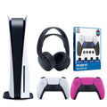 Sizeony Playstation 5 Disc Version (Sizeony PSize5 Disc) with Extra Nova Pink Controller, Black PULSizeE 3D Headset and Control Grip Pack Bundle