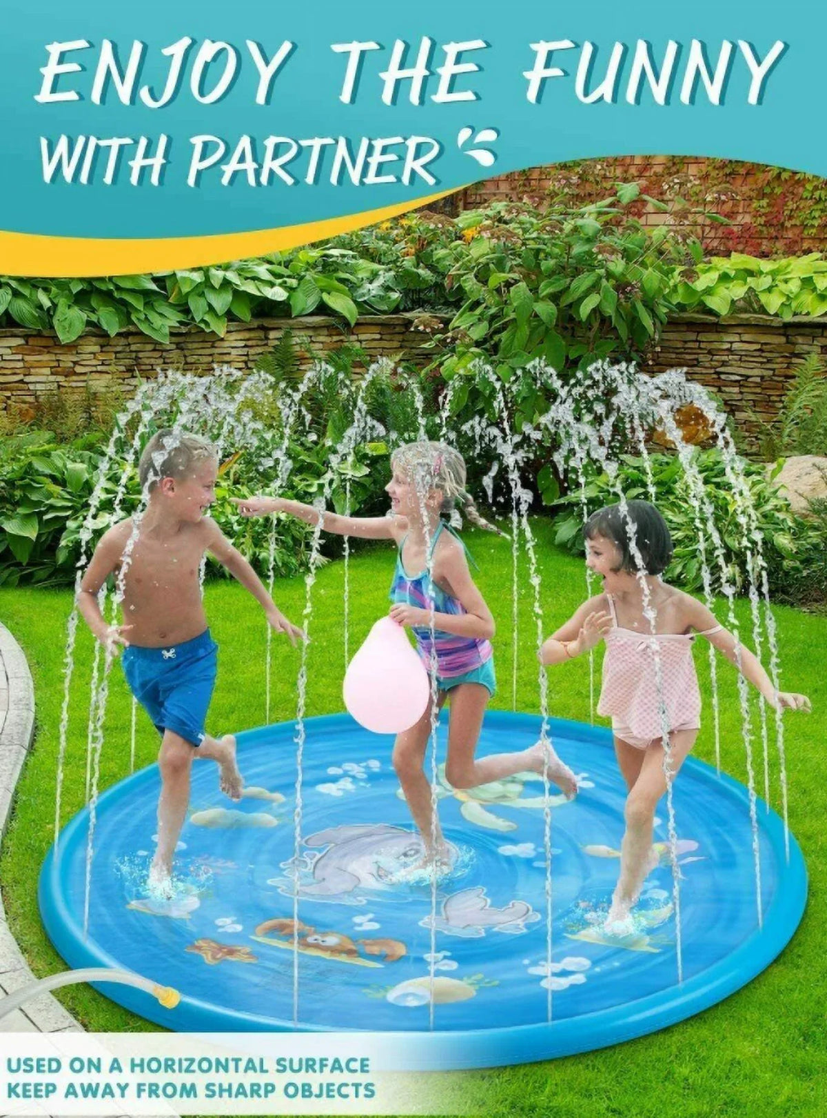 68" Water Sizeplash Sizeprinkler Pad Inflatable Kids Sizeummer Play Game Mat Outdoor