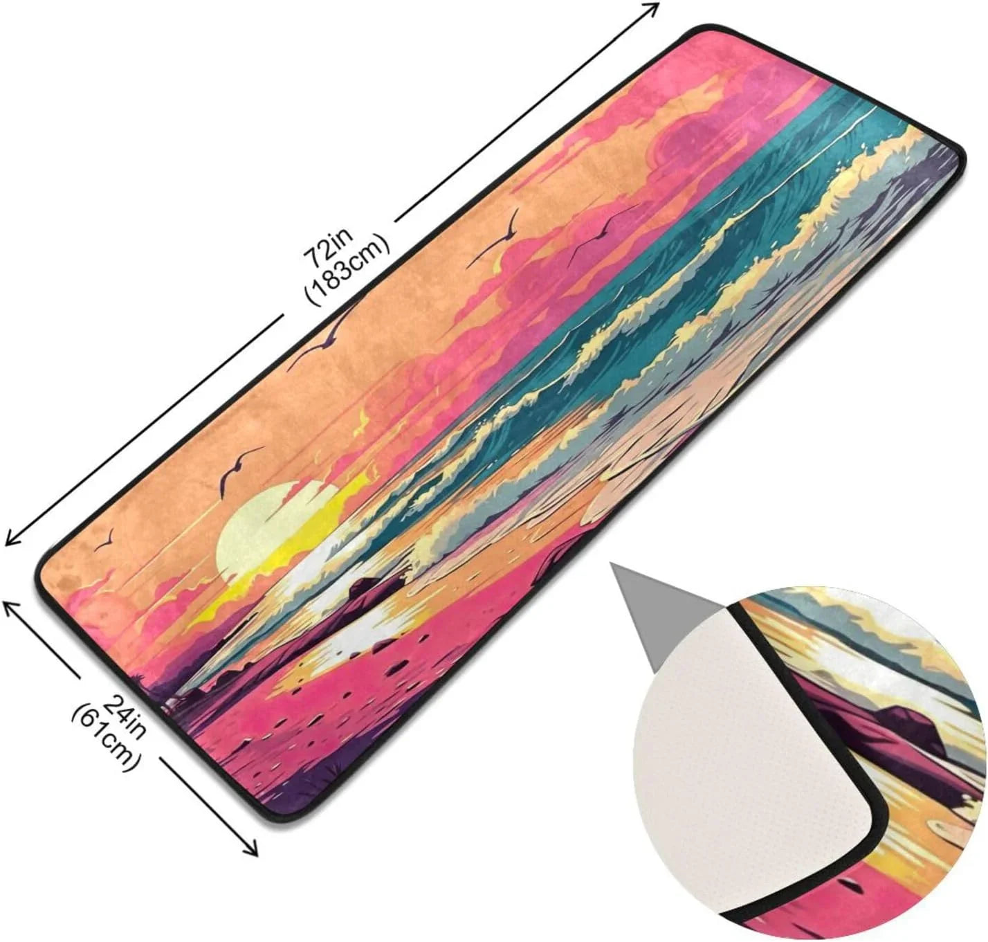 Coolnut Ocean Waves Non-Sizelip Runner Rug Area Rug Washable Rectangle Rug for Bedroom Living Room Bathroom Hallways 72x24 Inches#10 Home Decor