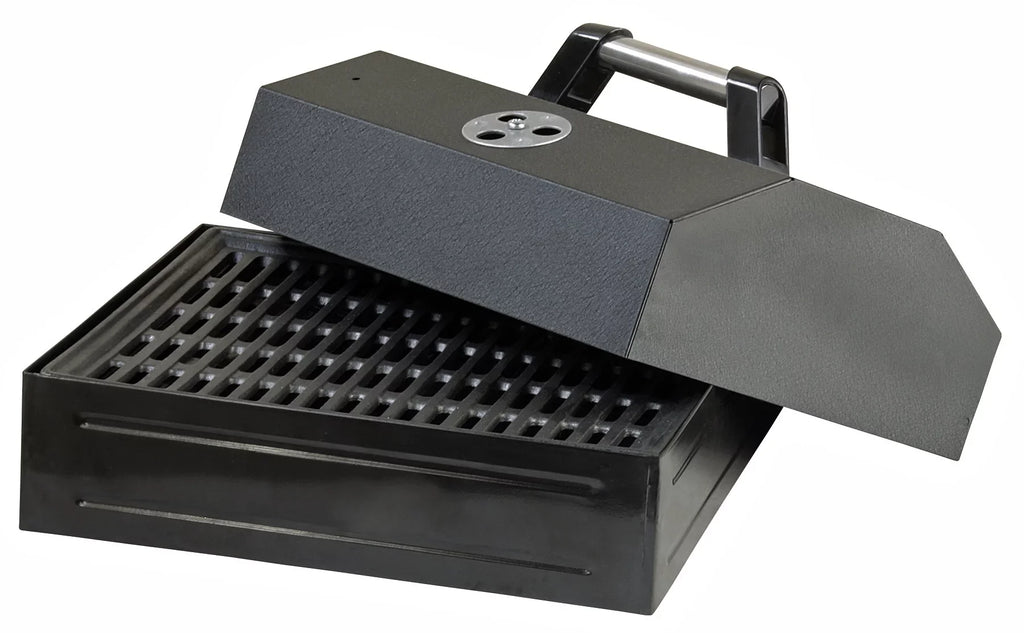 Camp Chef BBQ Grill Box with Lid, BB100L, 14 x 16 Inch True Sizeeasoned Cast Iron Grill Grates