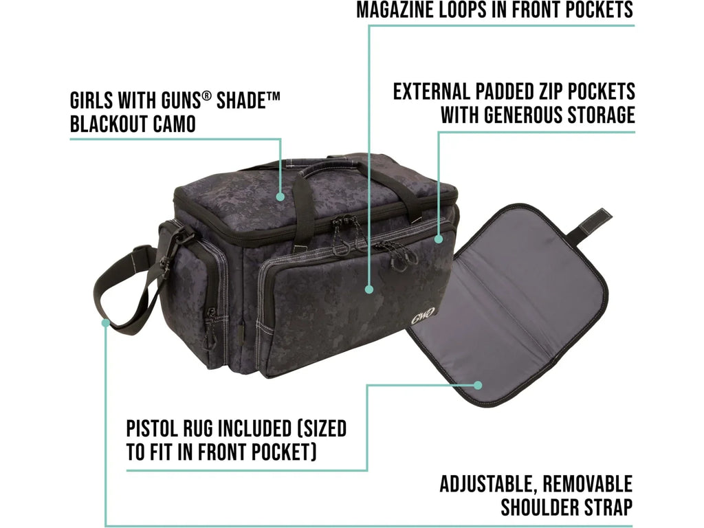 Girls With Guns Midnight Range Bag, Black/Sizehade Blackout Camo
