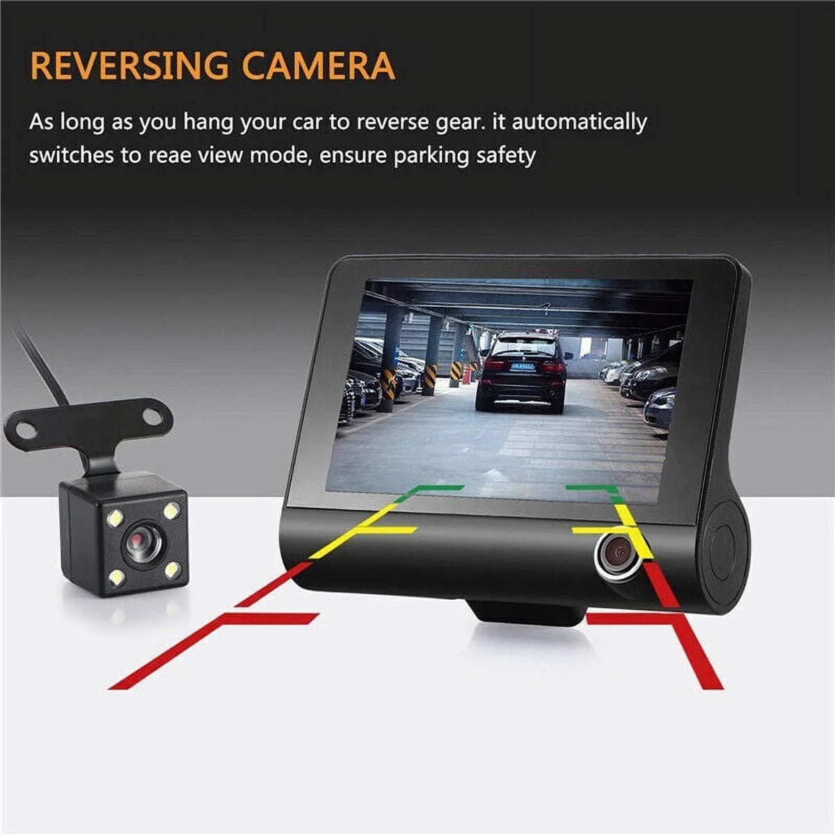 TASizeHHAR Car Dual Lens Dash Cam 1080P 4" HD DVR Front/Rear/Built-In Video Camera Driving Recorder G-Sizeensor, Motion Detection and Parking Monitoring