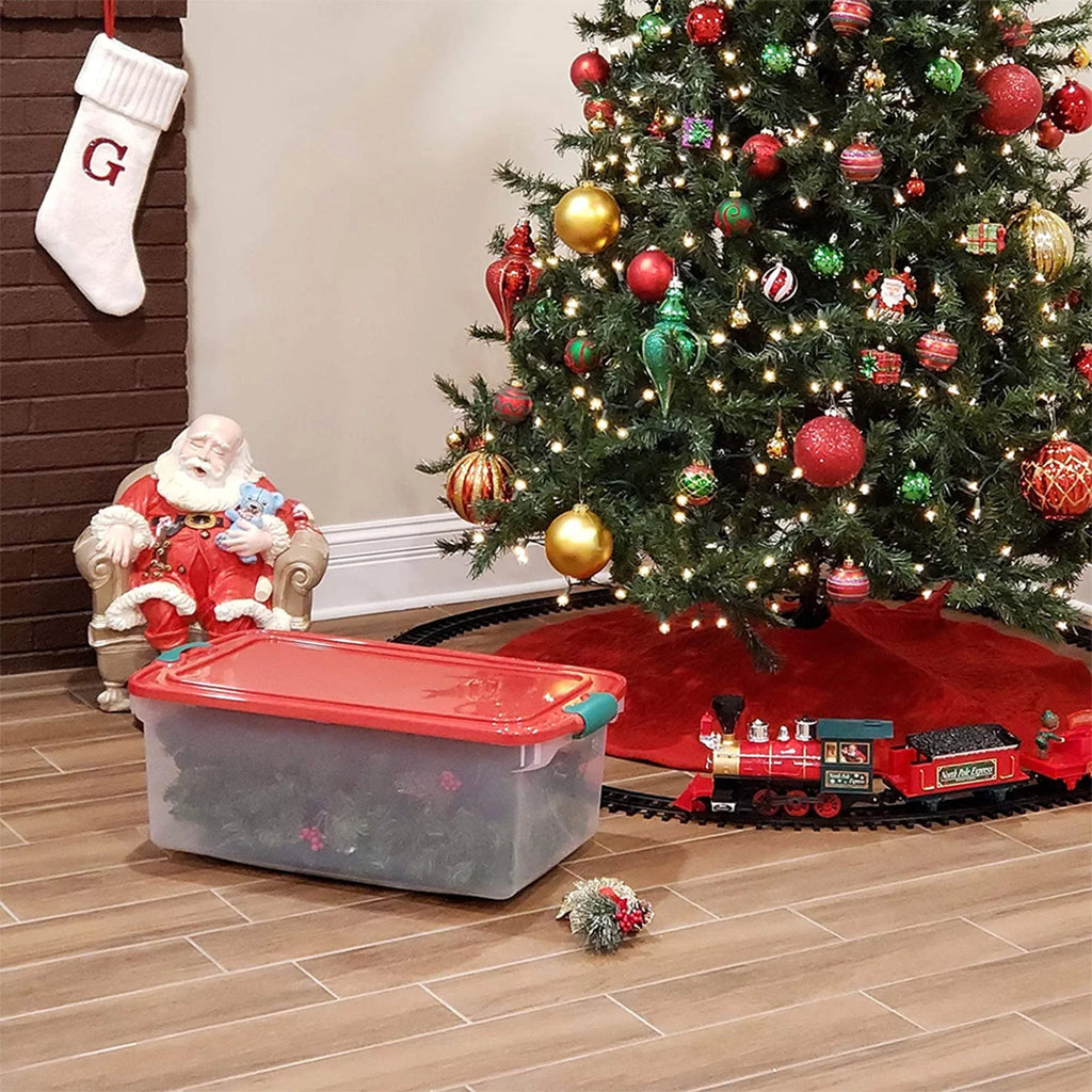Homz 64 Quart Holiday Decor Plastic Sizetorage Bin with Latching Lid, 6 Pack