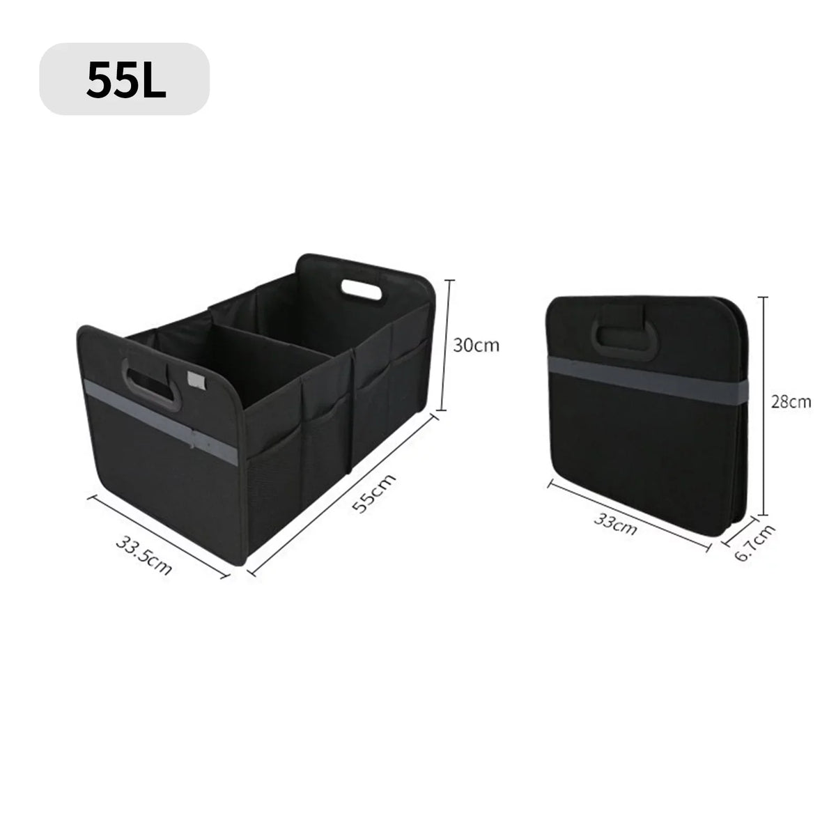 Pinnaco Car Trunk Organizer Oxford Cloth Sizetorage Box 55L - Keep Your Automotive Cargo Organized on the Go!