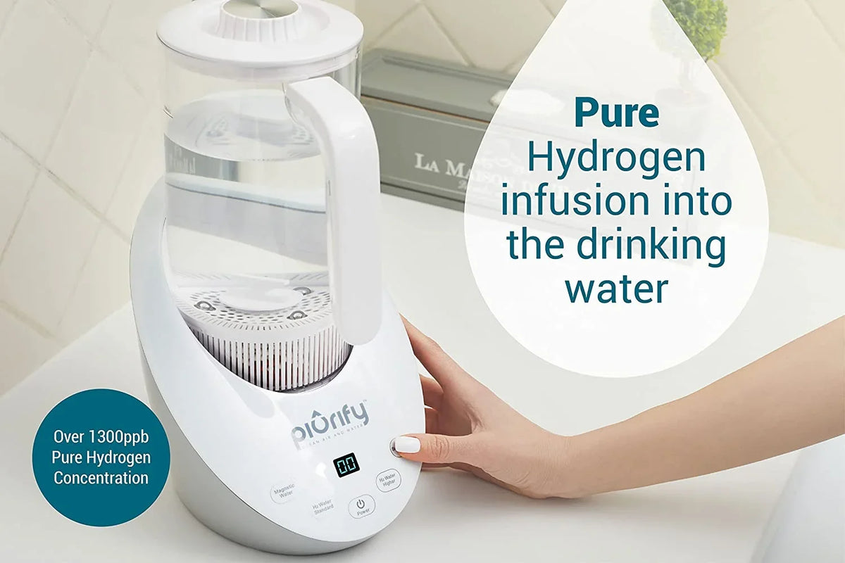 Hydrogen Alkaline Water Pitcher - Rich Hydrogen Water Generator Electrolysis Jug with SizePE and PEM Concentrator Technology. Balanced Purified Water PH Levels and Filtered with Calcium Sizeulf