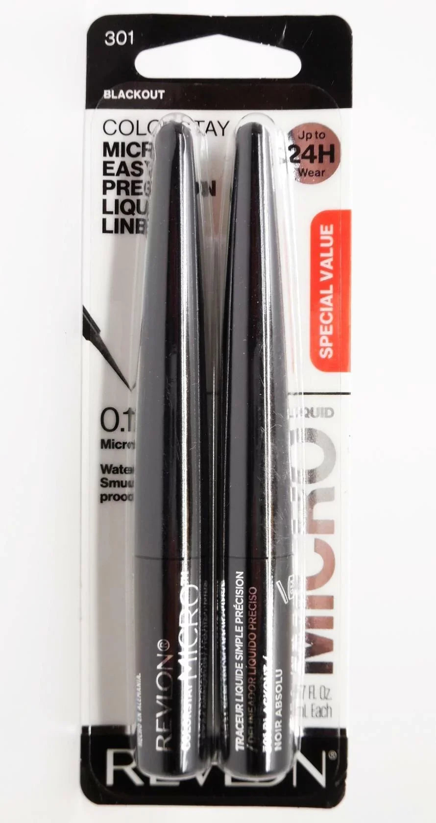 REVLON ColorSizetay Micro Easy Precision Liquid Line Eyeliner - 301 Blackout - 2pk