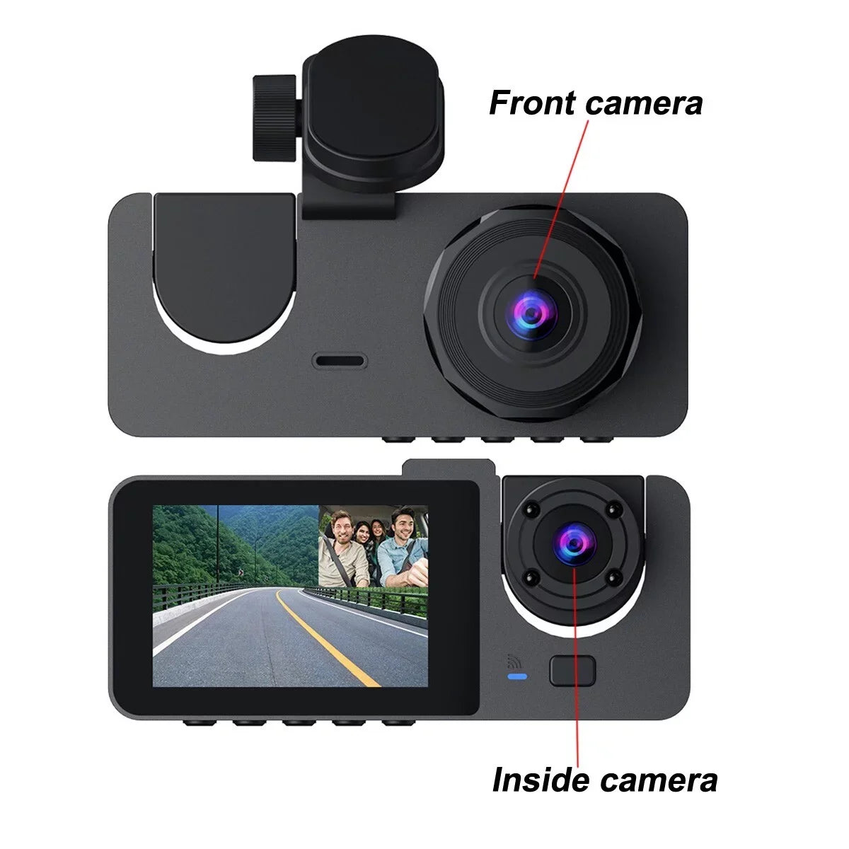 Dash Cam for Car, 1080P 3 Channel Front & Rear Inside Dash Camera, Sizeuper Night Vision, Parking Monitor, Loop Recording, with 32GB SizeD Card