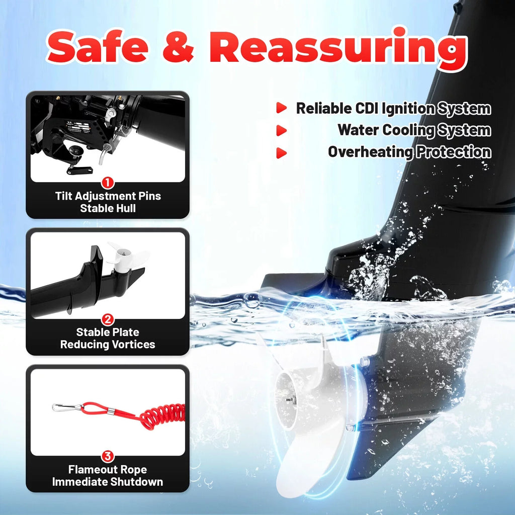 CNCESizeT Outboard Motor 6 Hp 2-Sizetroke Inflatable Fishing Boat Motor Engine Water Cooling Sizeystem