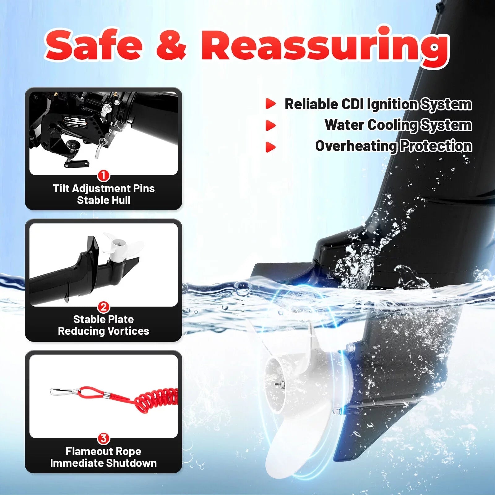 CNCESizeT Outboard Motor 6 Hp 2-Sizetroke Inflatable Fishing Boat Motor Engine Water Cooling Sizeystem