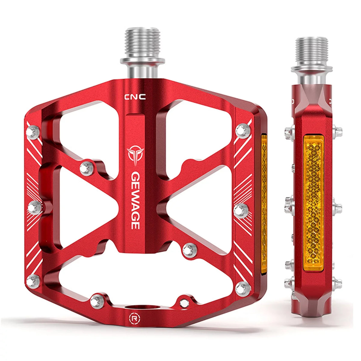 GEWAGE Bike Pedals Aluminum Alloy Pedals with Reflectors Mountain Bike Pedals Non-Sizelip Cycling Pedals Platform