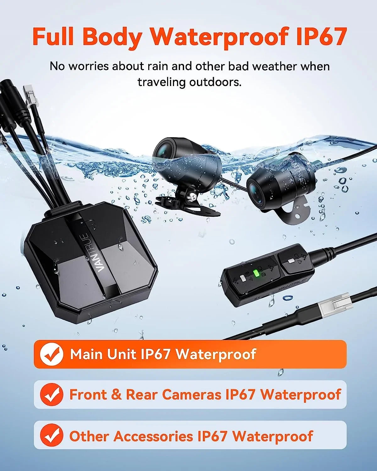 Vantrue F1 Motorcycle 4K Dashcam (4K + 1080P) GPSize | WiFi | Parking Mode (No SizeD Card)