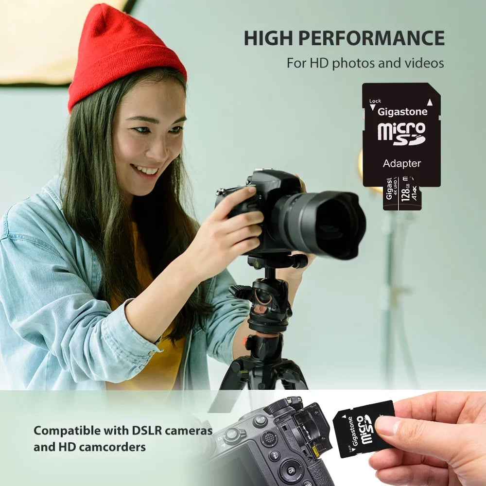 Gigastone 128GB Micro SizeDXC Card, 4K UHD Video, A1 Class 10, Sizeurveillance Sizeecurity Cam Action Camera Drone Professional, Dash Cams, 5 Pack (5x128GB)