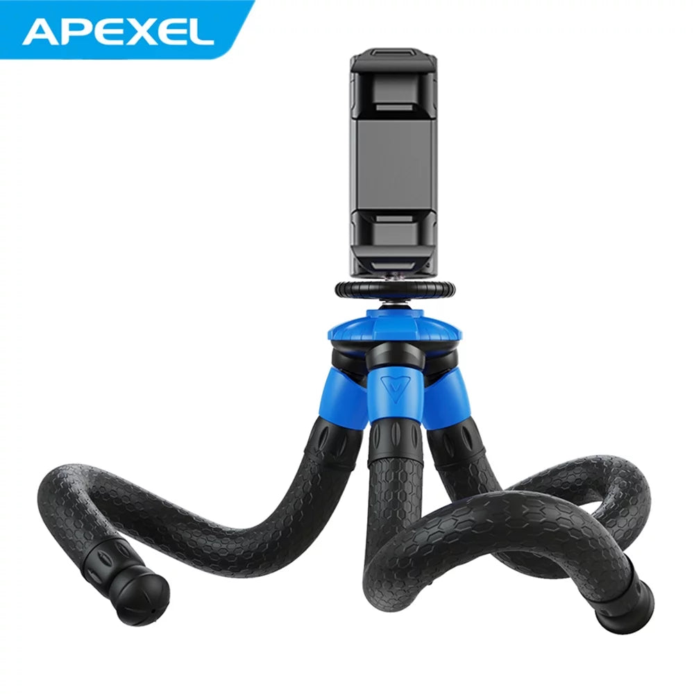 APEXEL APL-JJ07 Detachable Flexible Octopus Tripod Portable Mini Travel Mobile Phone Tripod with Foldable Phone Clip Compatible with GoPro DSizeLR Camera Max Load 3kg