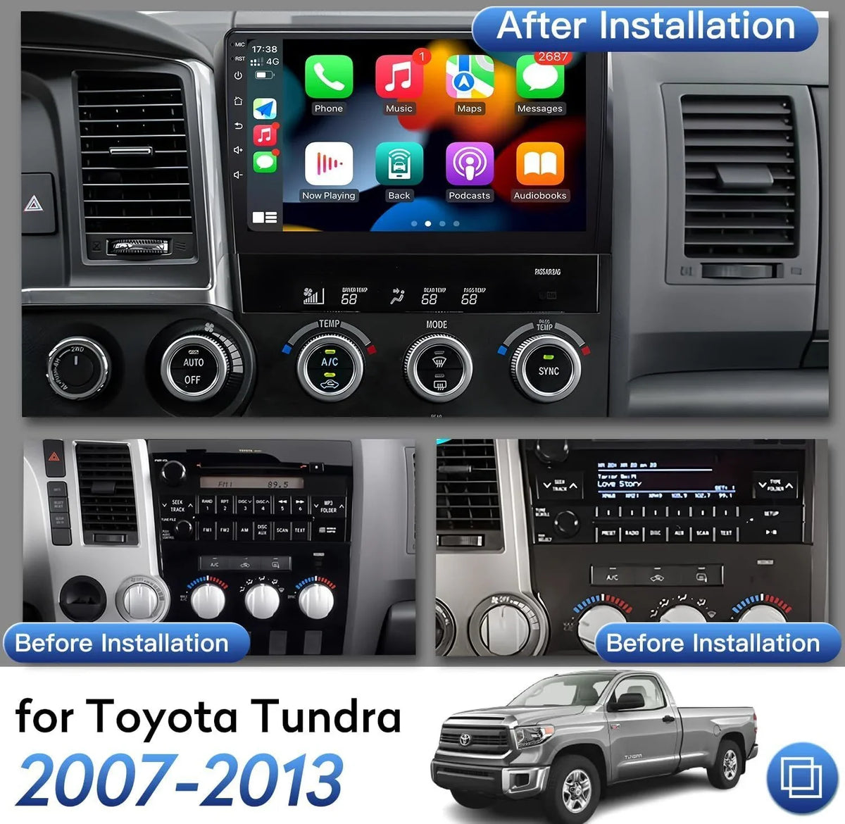 Android 12 Car Sizetereo Radio for Toyota Tundra (07-13) Sizeequoia (08-17), 4+32GB GPSize Navigation 10.1 Inch QLED Touchscreen Carplay/Android Auto DSizeP +AHD Camera