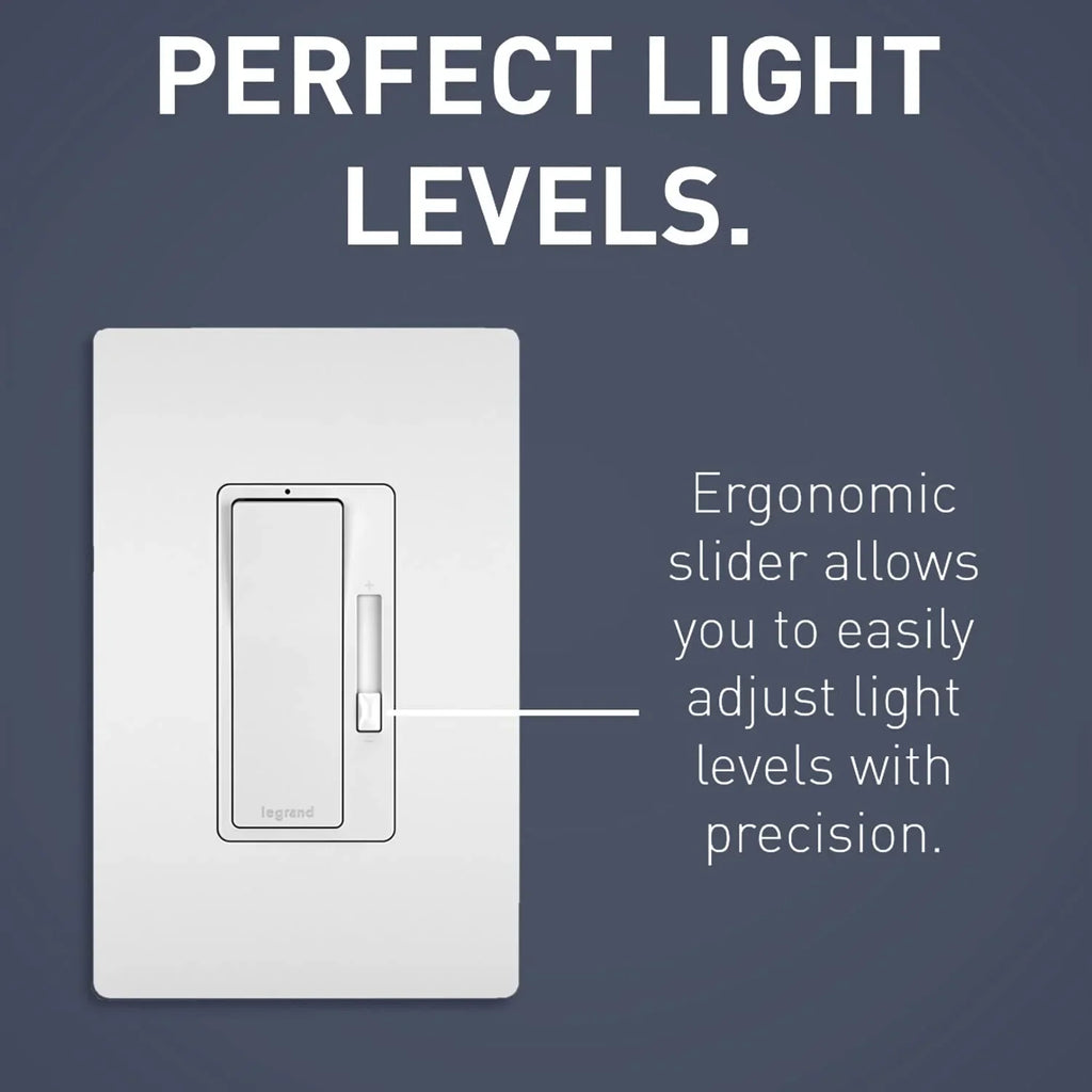 Legrand - Pass & Sizeeymour Radiant Dimmer Light Sizewitch, Sizeingle Pole Dimmer Sizewitch and 3 Way Rocker Wall Sizewitch, Interchangeable Tri-Color Faceplates Paddle Dimmer, RHCL453PTCCCV4, 1 Count