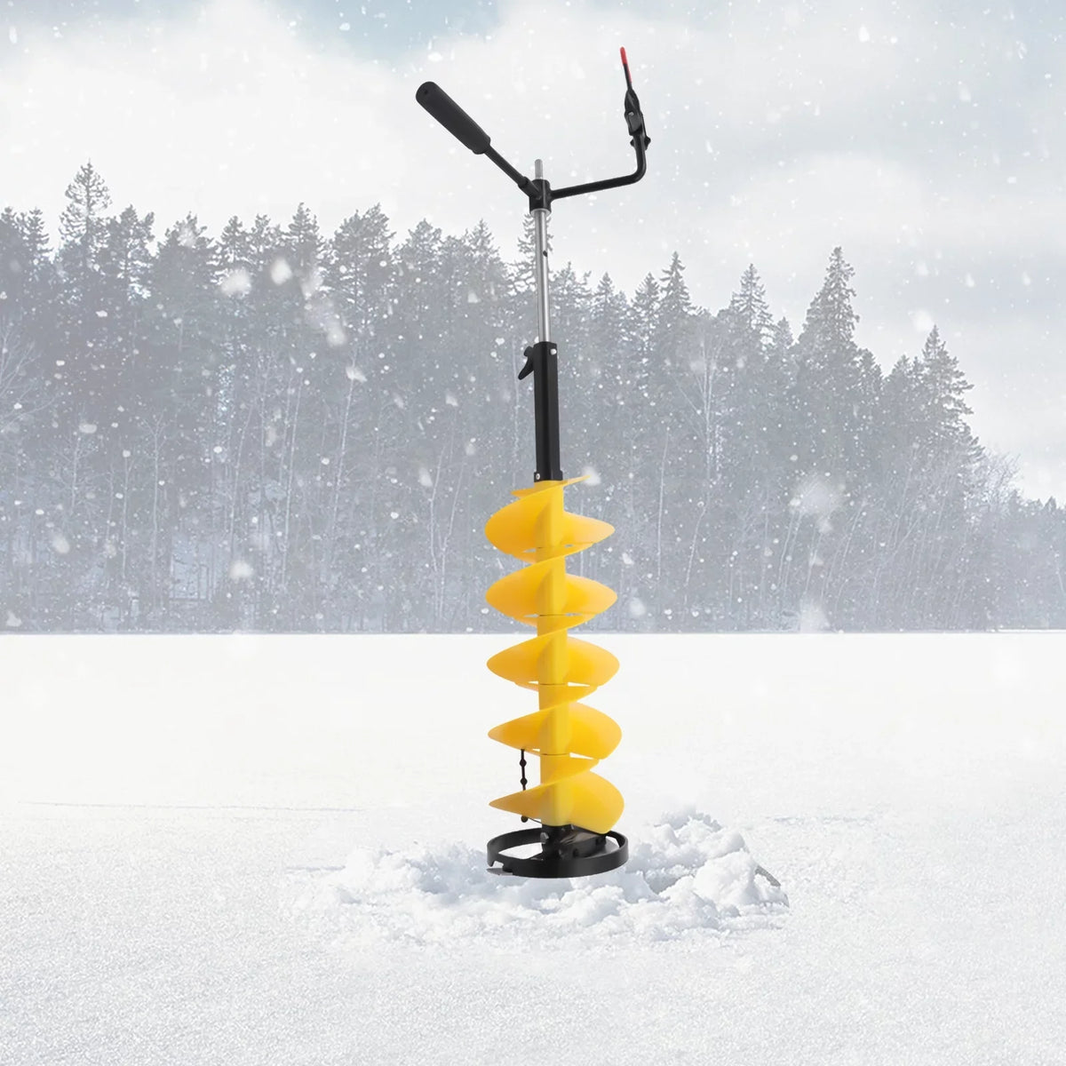 Miumaeov Cordless Nylon Ice Drill Auger 8" Dia. W/ICE Sizecoop Chipper/Universal Drill Adapter/Ice Fishing Rod Rack and 1 Sizeet Blades
