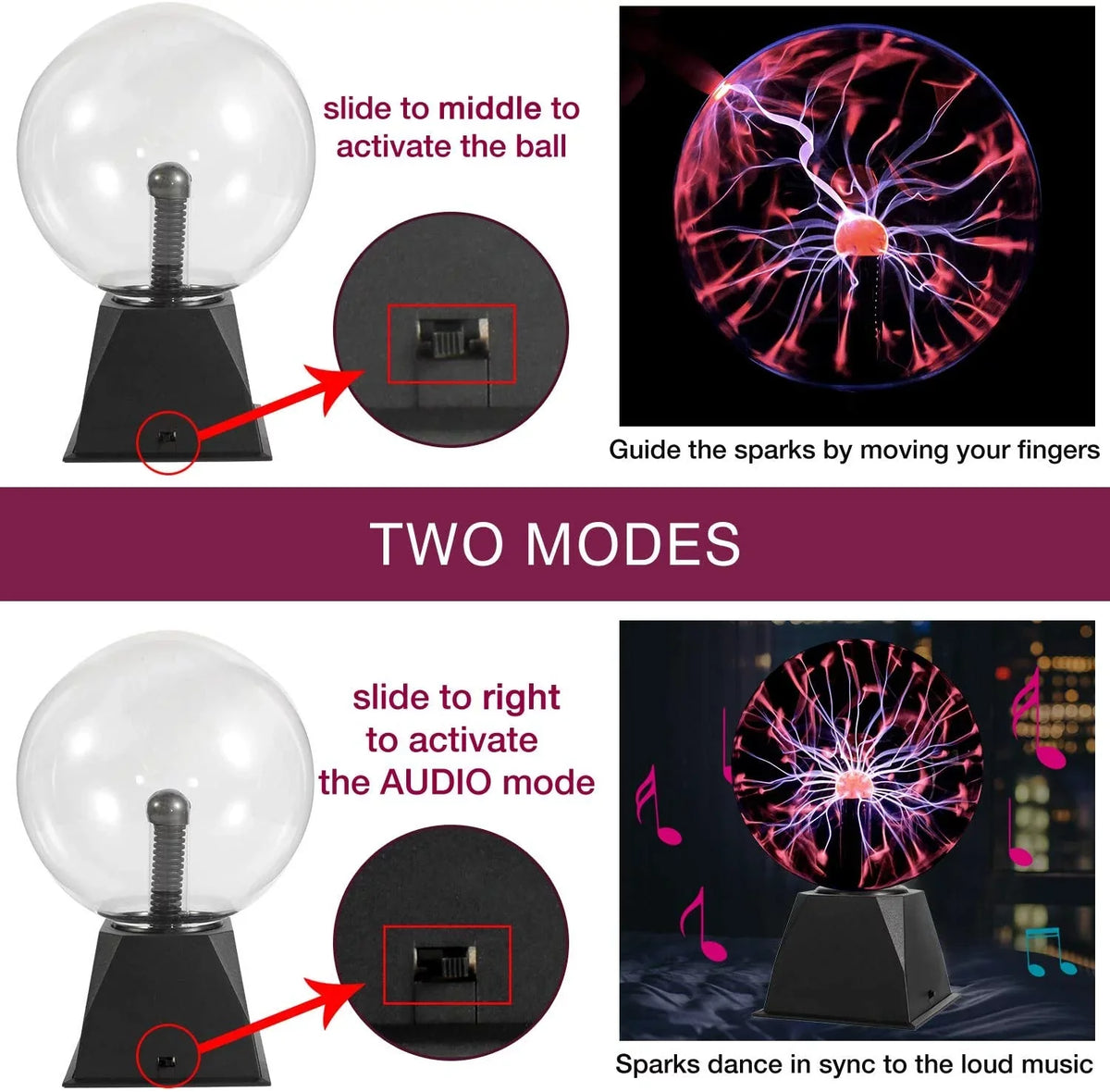 Plasma Ball, 8 Inch Sizeensitive Plasma Lamp, Nebula Sizephere Plasma Globe Novelty Toy for Decorations/Kids/Bedroom