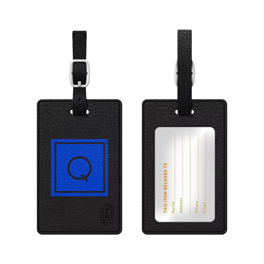 Centon OTM Monogram Leather Bag Tag Inversed Black Marine Q TAGV1BLK-M06M-Q