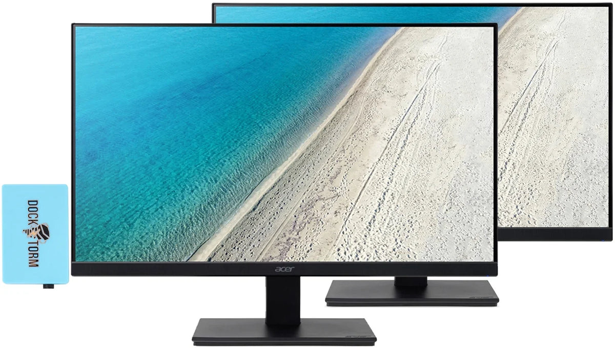 Acer Vero V7 V247Y E Monitor UM.QV7AA.E01 Bundle with Docztorm Dock, 24" FHD IPSize (1920x1080) 100Hz Display, 1 HDMI 1.4, 1 VGA, Ideal for Home & Business, Black (2024 Latest Model) (2 Pack)