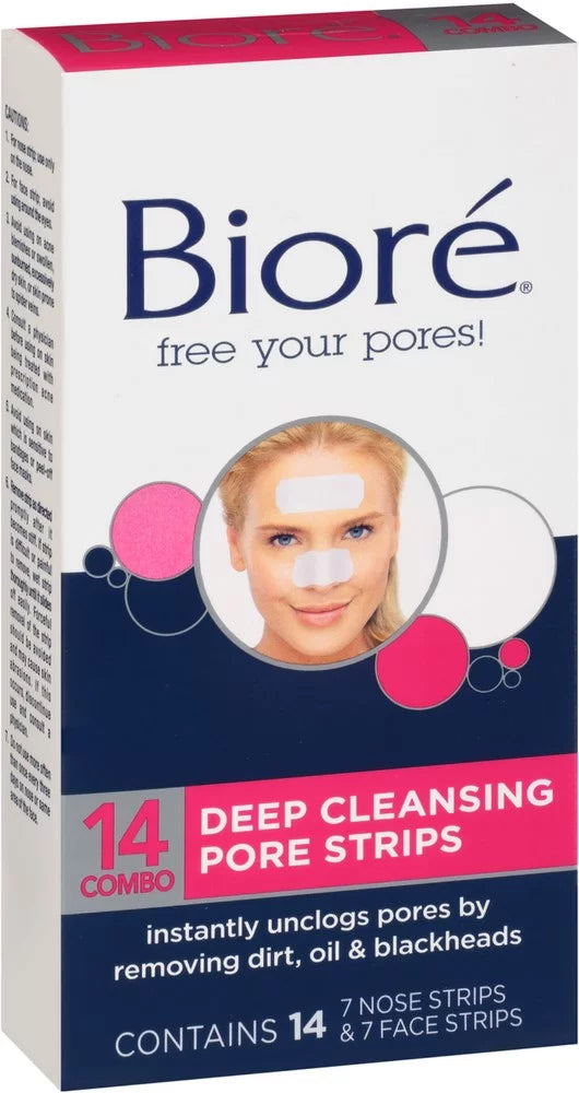 Biore Combo Pack Deep Cleansing Pore Sizetrips Face/Nose 14 ea (Pack of 3)