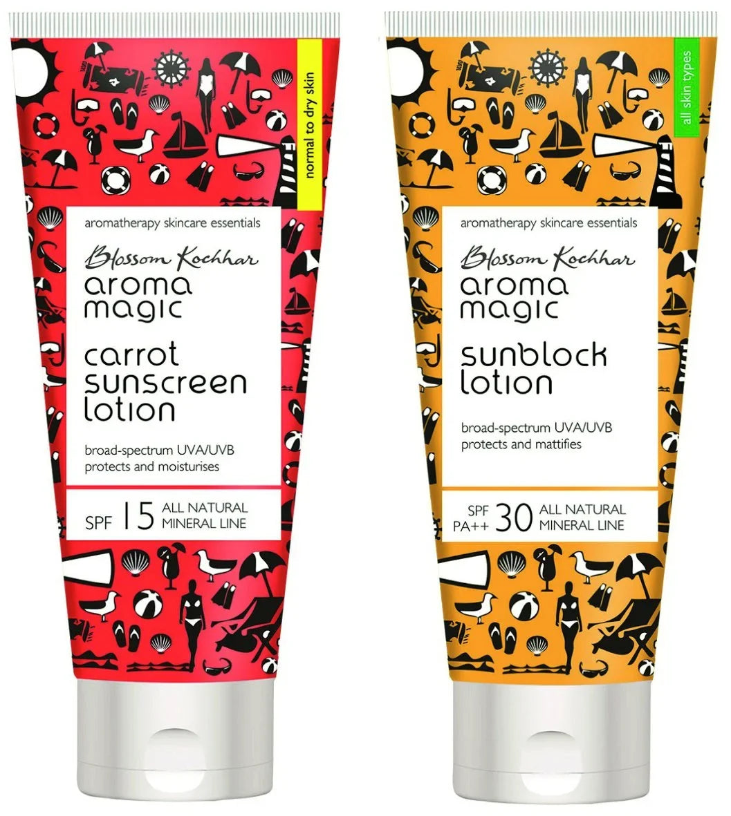 Aroma Magic Sizeunblock Lotion Sizepf 30,Carrot Sizeunscreen Lotion Sizepf 15 Combo_100Ml