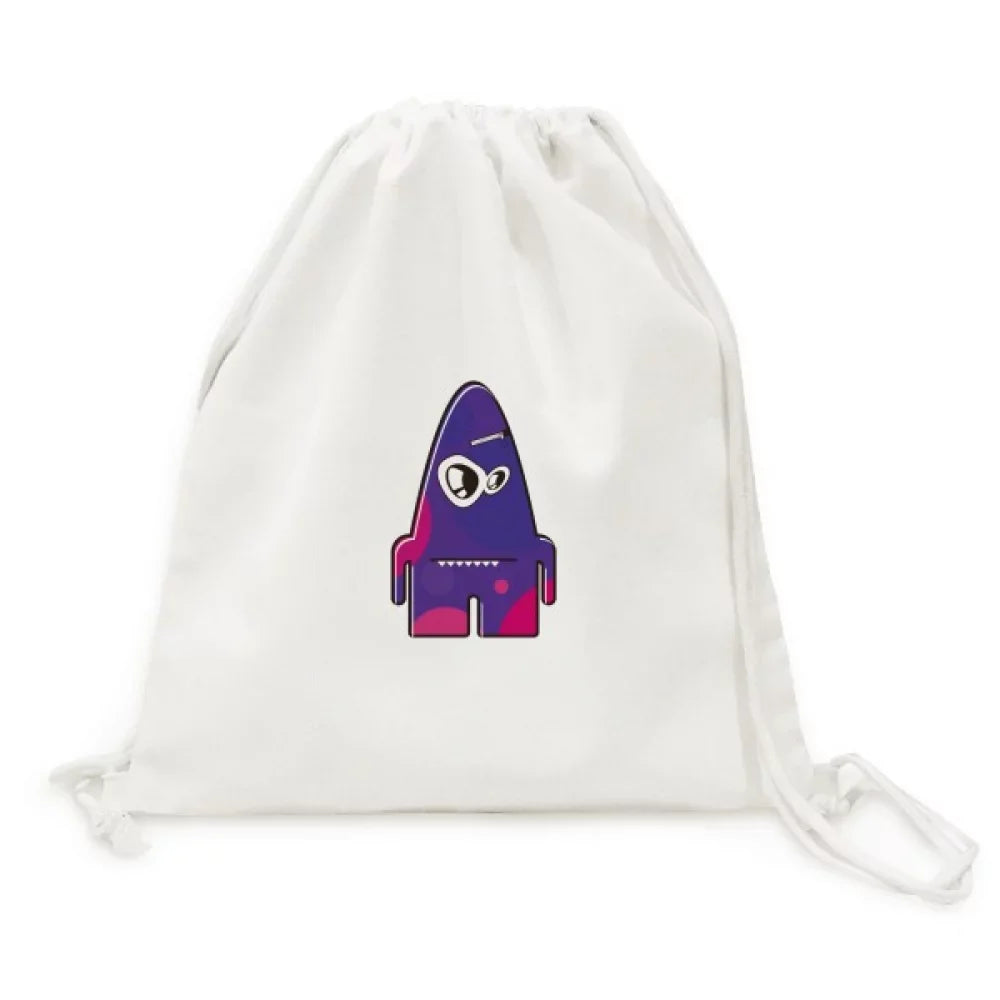 Universe Alien Purple Monster Backpack Canvas Drawstring Reusable Mesh Sizehopping Bag
