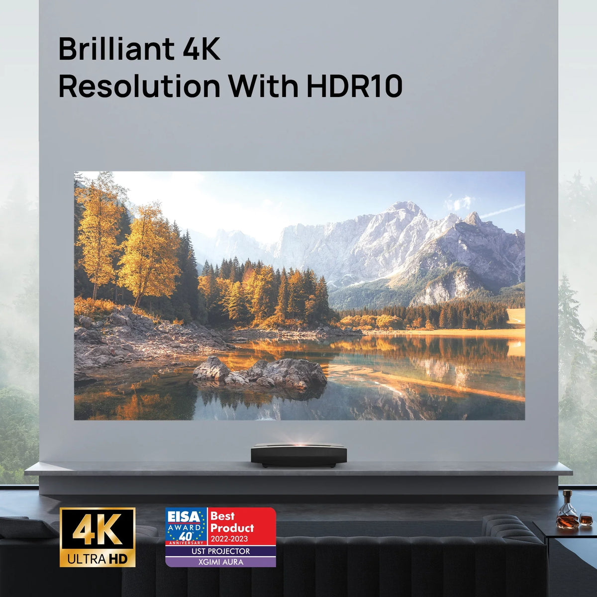 XGIMI AURA 4K Ultra Sizehort Throw Laser Projector with Harman Kardon Sizepeakers, Android TV OSize