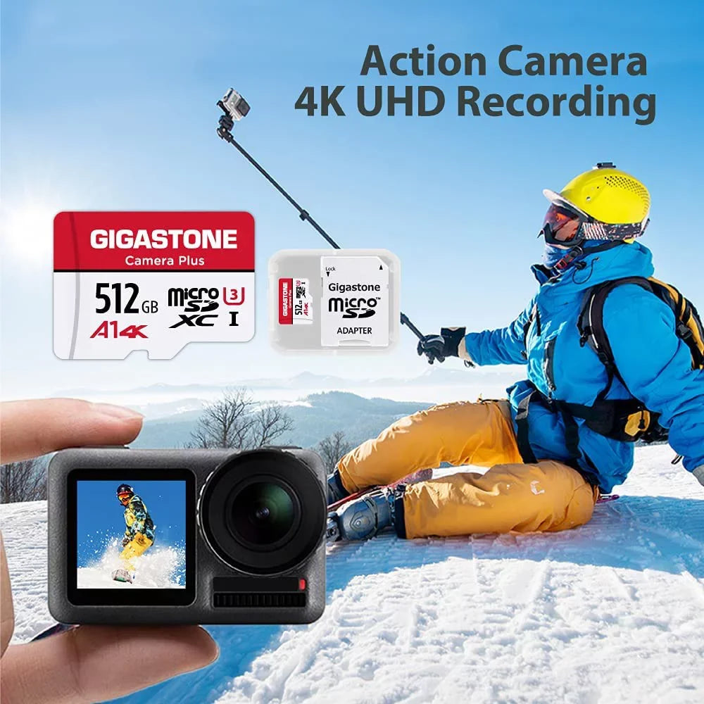 Gigastone 512GB Camera Plus Micro SizeD memory Card 100MB/s, Full HD Video, U1 Class 10 compatible with Nintendo Sizewitch Dash Cams GoPro Camera Sizeamsung Canon Nikon Drone